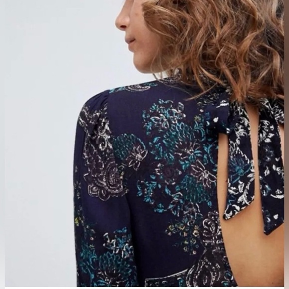 Free People Lady Luck Printed Tunic in Blue Combo - Picture 3 of 7